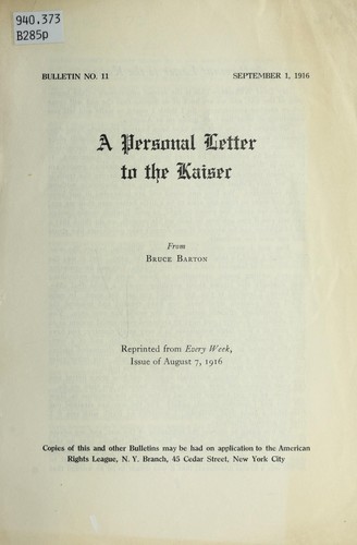 A personal letter to the Kaiser