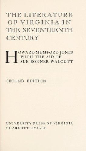 The literature of Virginia in the seventeenth century