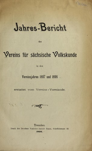 Jahresbericht .. in den vereinsjahren 1897 ...