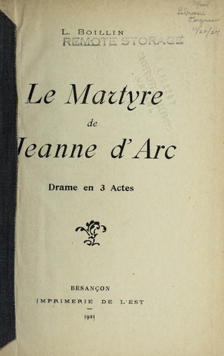 La martyre de Jeanne d'Arc