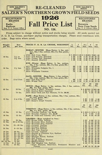 Re-cleaned Salzer's Nothern grown field seeds