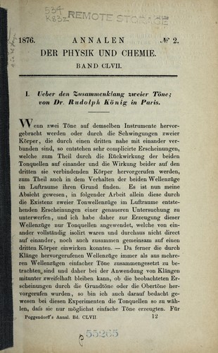 Ueber den zusammenklang zweier to ne ...