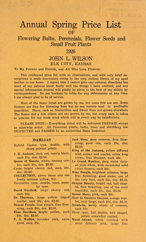 Annual spring price list of flowering bulbs, perennials, flower seeds and small fruit plants