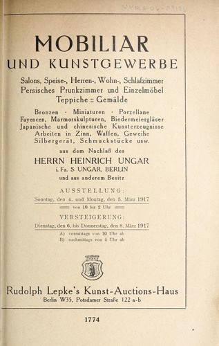 Mobiliar und Kunstgewerbe