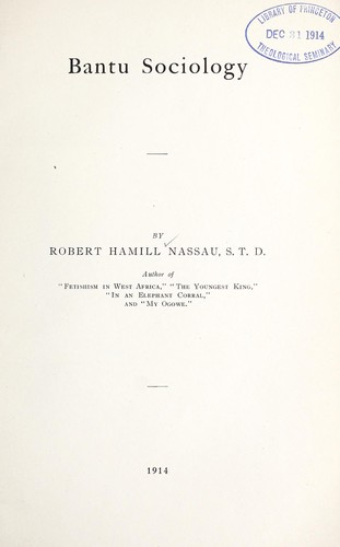 Bantu sociology ...