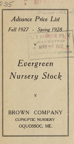 Advance price list for evergreen nursery stock fall