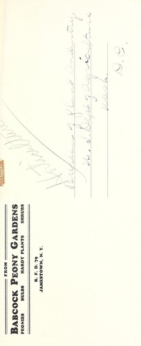 Babcock Peony Gardens -- retali price list