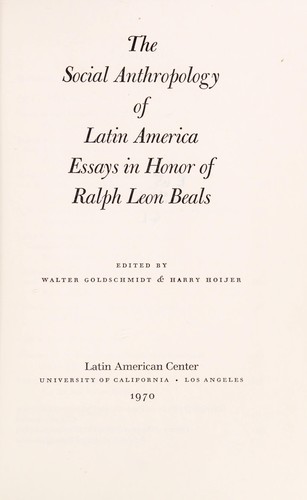 The Social anthropology of Latin America
