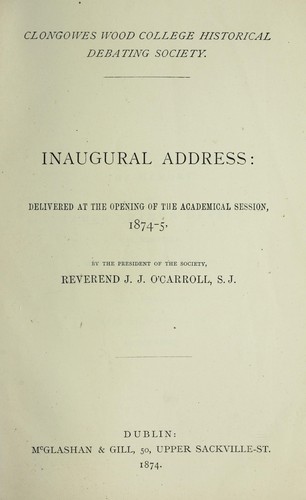 Inaugural address: delivered at the opening of the academical session, 1874-5