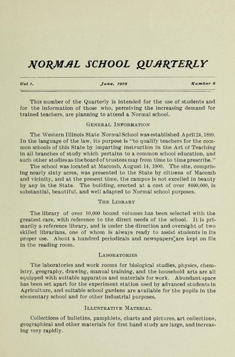 Courses of study in the Normal and Academic Divisions of the Western Illinois State Normal School