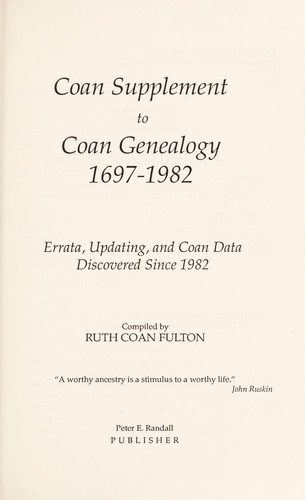 Coan supplement to Coan genealogy, 1697-1982