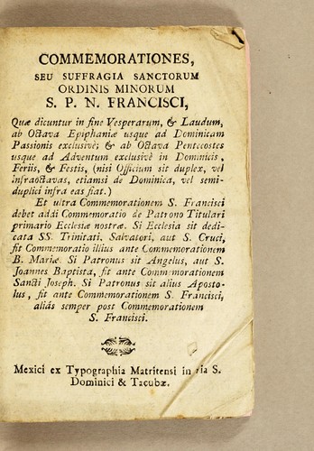 Commemorationes, seu Suffragia sanctorum Ordinis minorum S. P. N. Francisci