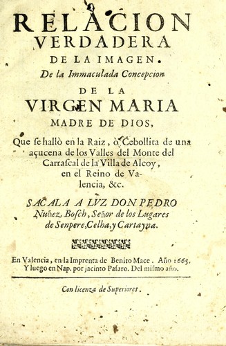 Relacion verdadera de la imagen de la Immaculada Concepcion de la Virgen Maria, Madre de Dios