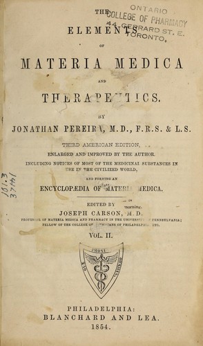 The elements of materia medica and therapeutics.