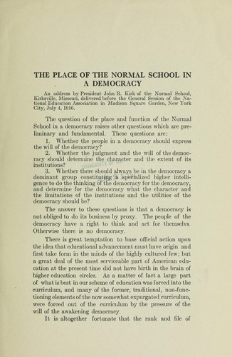 The place of the normal school in a democracy