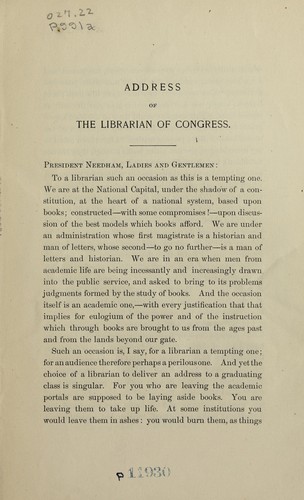 Address of Herbert Putnam ...