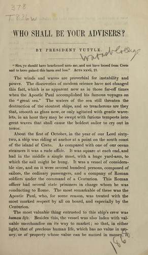 Who shall be your advisers?