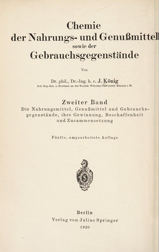 Chemie der Nahrungs- und Genussmittel sowie der Gebrauchsgegenst©Þnde