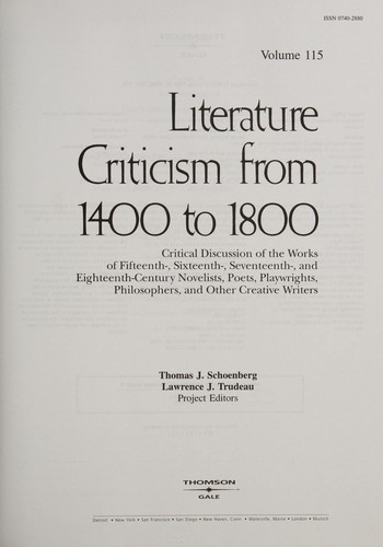 Literature Criticism from 1400 to 1800