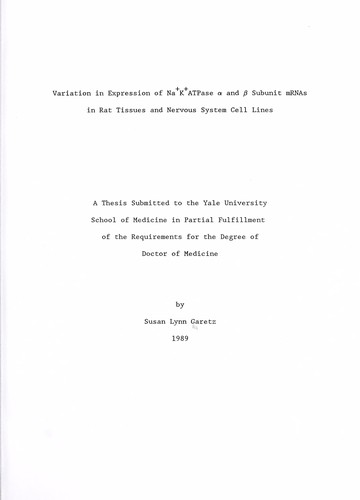 Variation in expression of Na+K+ATPase  ł and  ø subunit mRNAs in rat tissues and nervous system cell lines