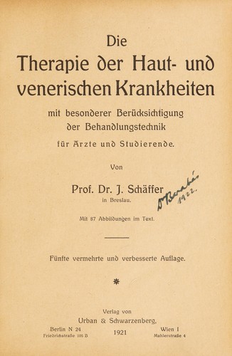 Die Therapie der Haut- und venerischen Krankheiten