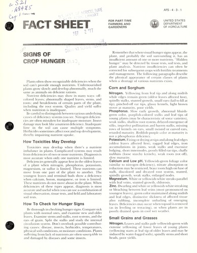 Signs of crop hunger