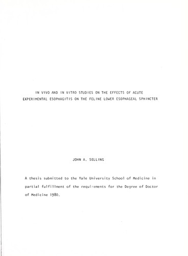 In vivo and in vitro studies on the effects of acute experimental esophagitis on the feline lower esophageal sphincter