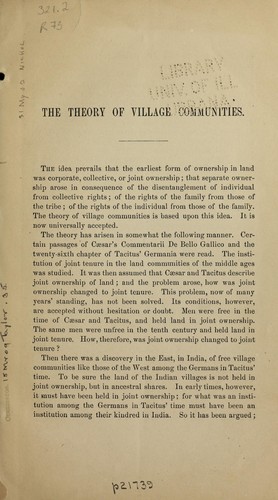 The theory of village communities