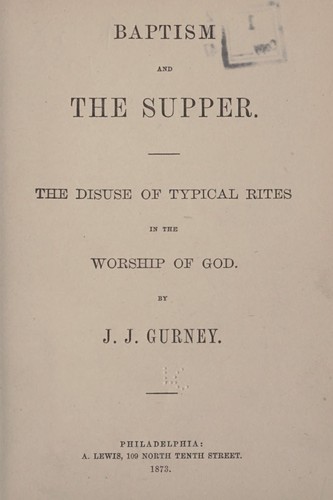 Baptism and the Supper