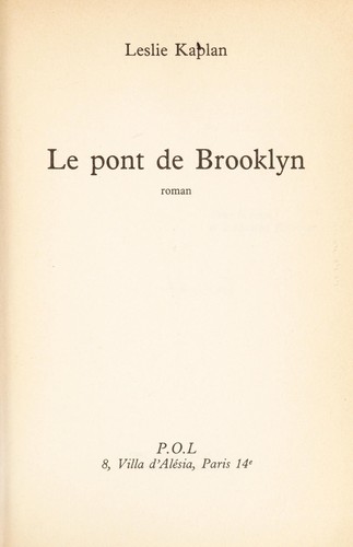 Le pont de Brooklyn : roman