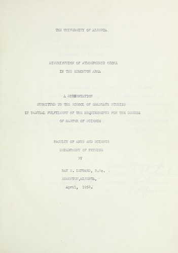 Distribution of atmospheric ozone in the Edmonton area