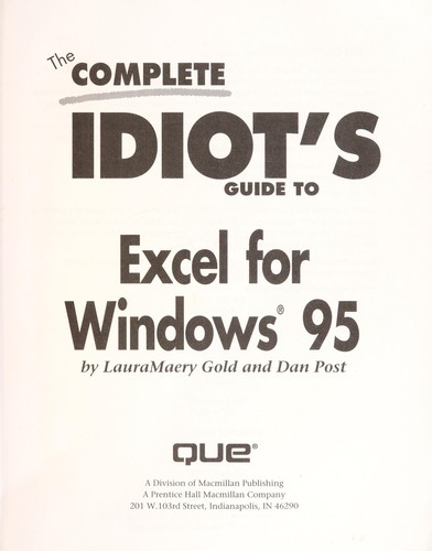 The complete idiot's guide to Excel for Windows 95