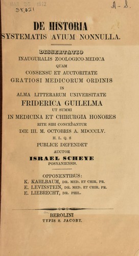 De historia systematis avium nonnullia