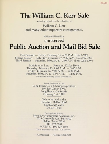 The William C. Kerr sale, featuring coins from the collection of William C. Kerr ...