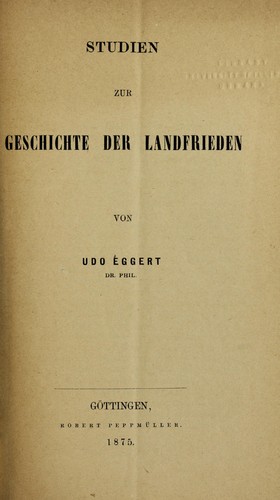 Studien zur Geschichte der Landfrieden