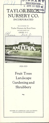 Fruit trees, landscape gardening and shrubbery, 1928-1929