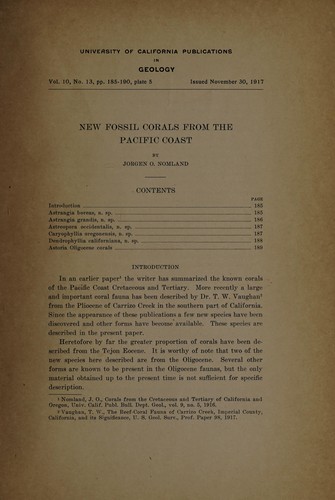 New fossil corals from the Pacific coast