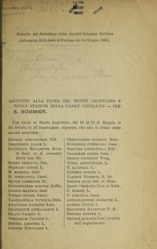 Aggiunte alla flora del monte Argentaro e nuove stazioni della Carex Grioletii