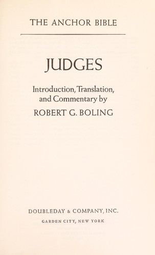 Judges : introduction, translation, and commentary by