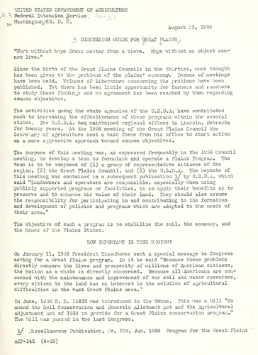 Discussion guide for Great Plains