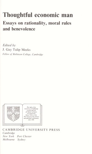 Thoughtful economic man : essays on rationality, moral rules, and benevolence