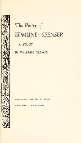 The poetry of Edmund Spenser; a study