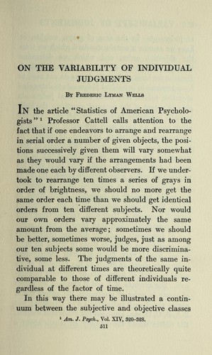 On the variability of individual judgments