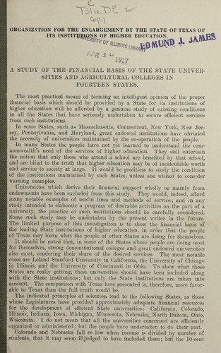 A study of the financial basis of the state universities and agricultural colleges in fourteen states