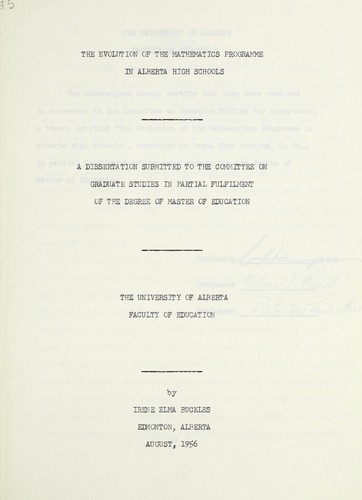 Evolution of the mathematics programme in Alberta high schools