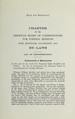 Charter of the American Board of Commissioners for Foreign Missions