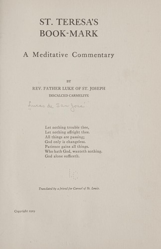 St. Teresa's book-mark