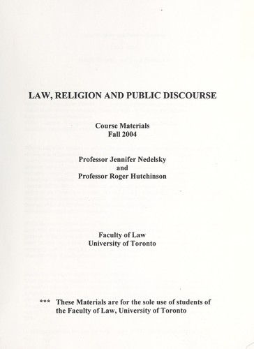 Law, religion and public discourse