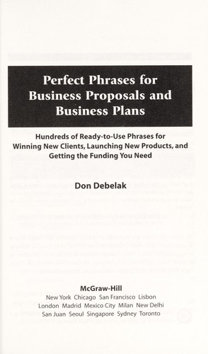Perfect phrases for business proposals and business plans