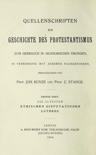 Quellenschriften zur geschichte des protestantismus